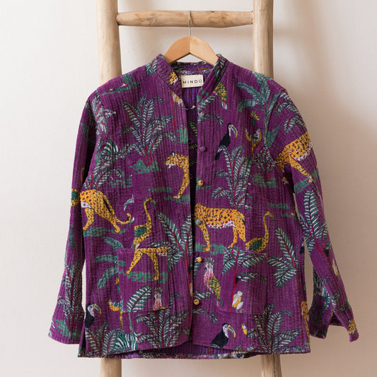 Chaqueta Velvet Reversible Selva Morada – Diseño 2 en 1 desde India