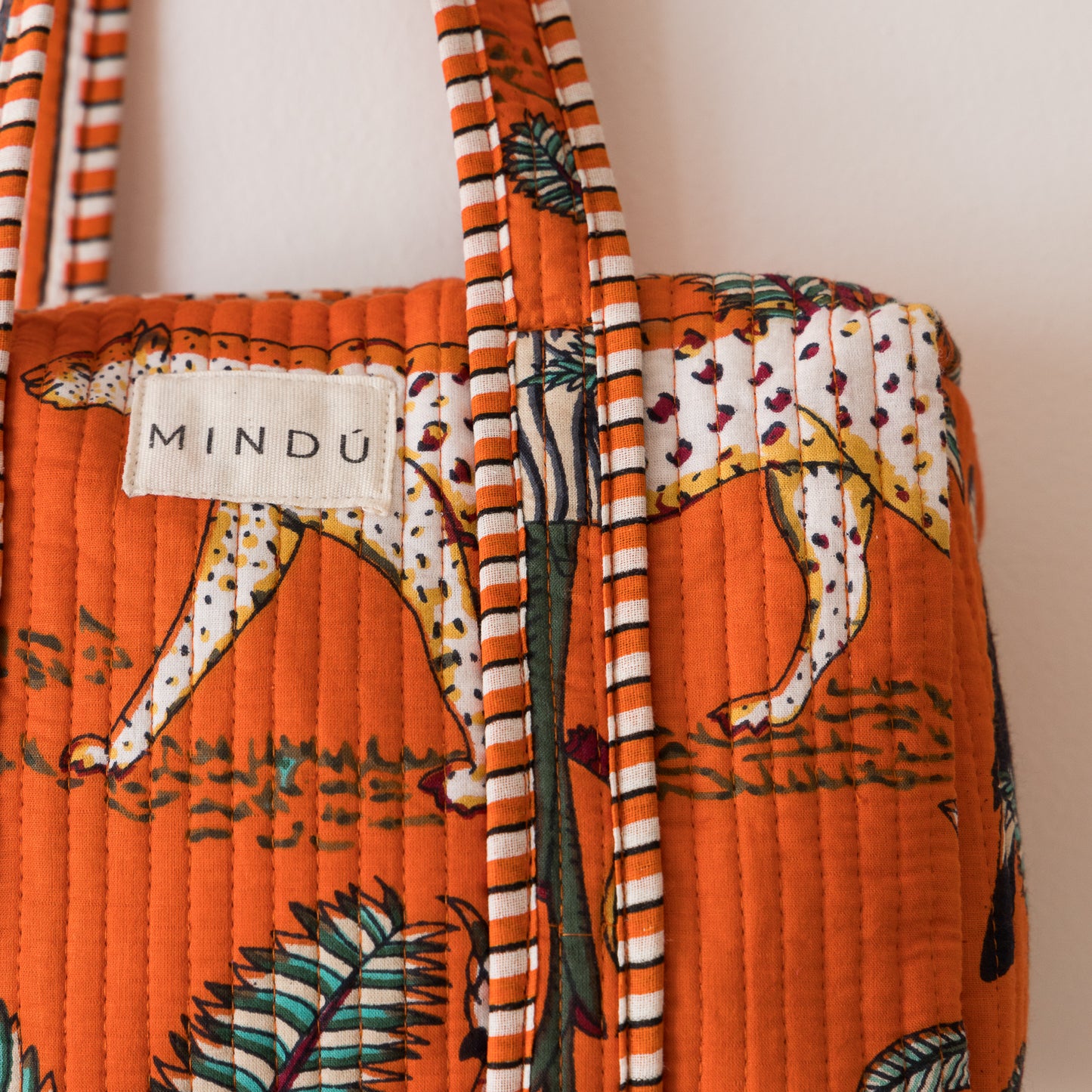 ESTUCHE DE MAQUILLAJE NARANJA TIGRE ALGODÓN