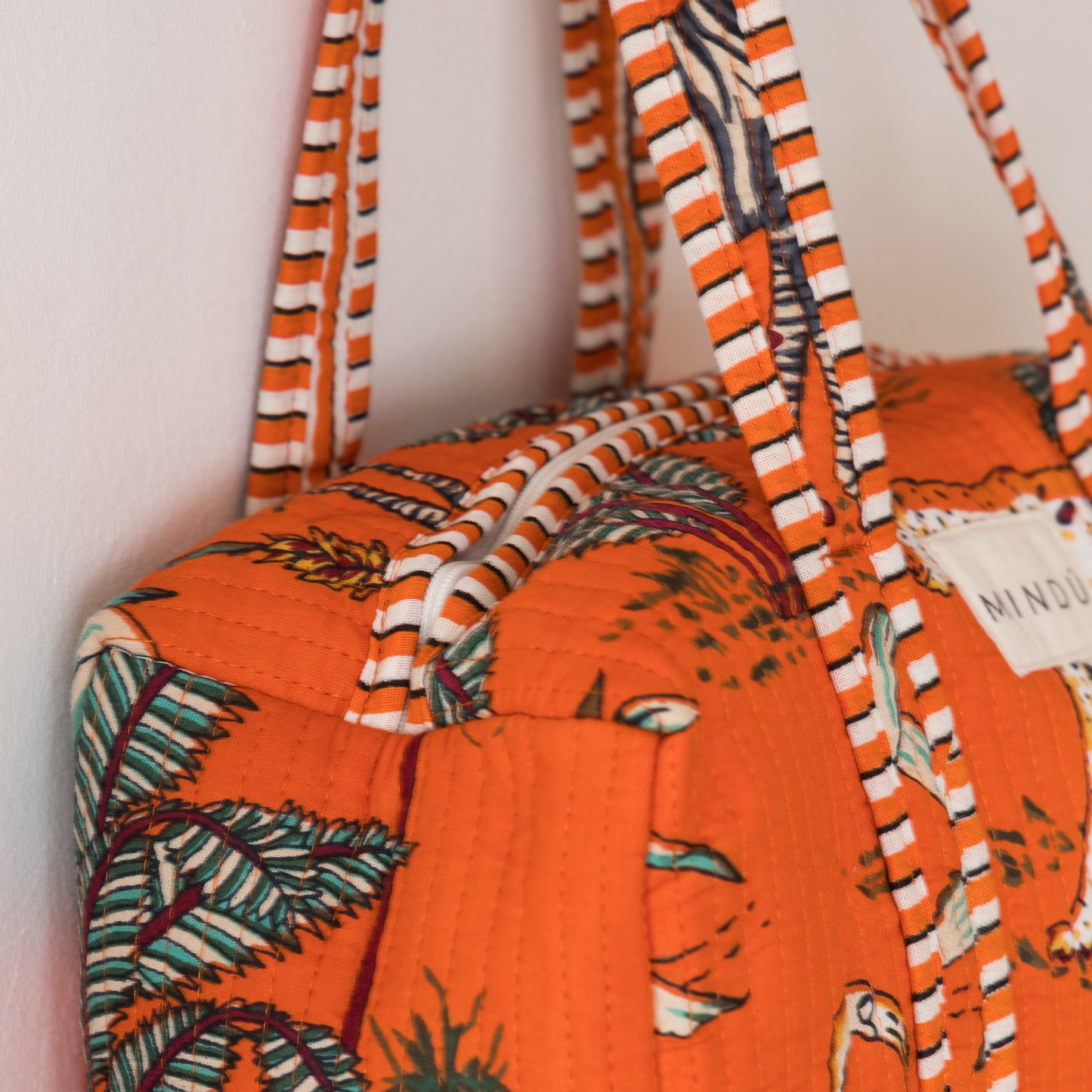 ESTUCHE DE MAQUILLAJE NARANJA TIGRE ALGODÓN