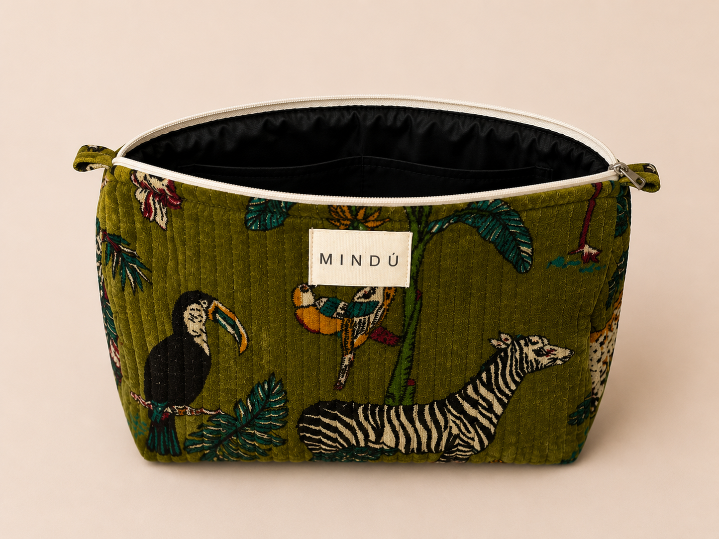 Neceser Selva Verde Olivo Velvet | Algodón Orgánico Mindú