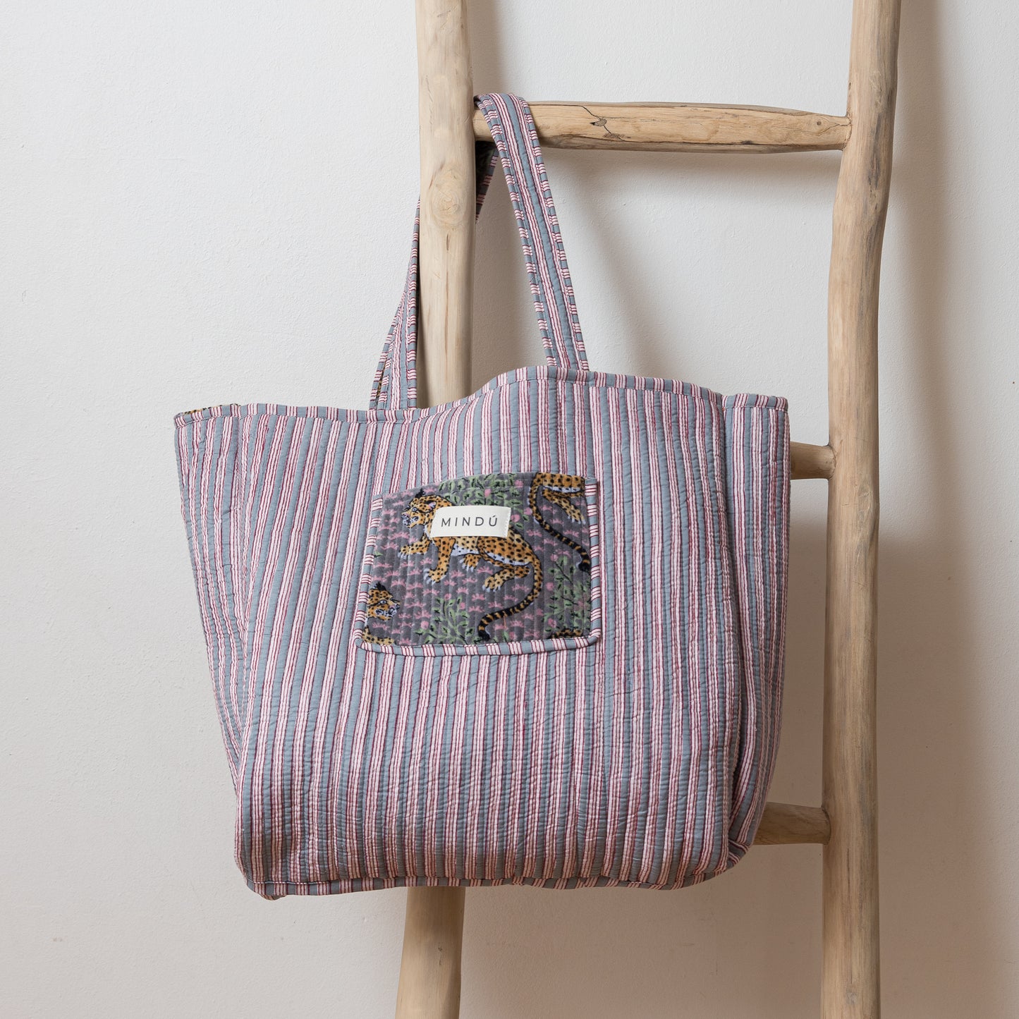 TOTE GRIS LEOPARDO VELVET
