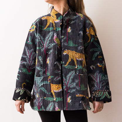 CHAQUETA SELVA GRIS VELVET REVERSIBLE