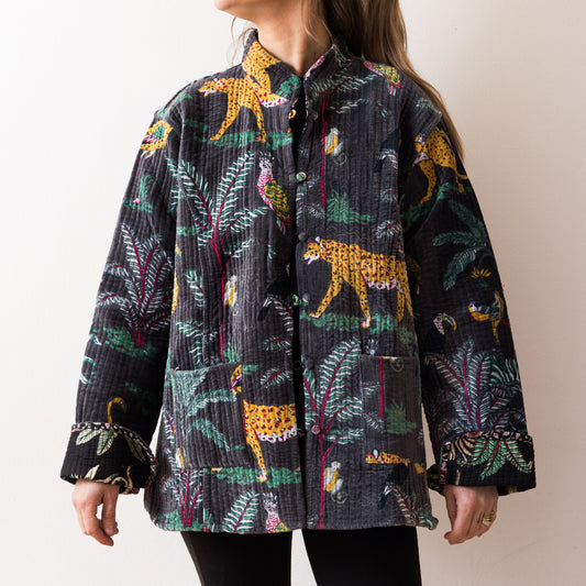 CHAQUETA SELVA GRIS VELVET REVERSIBLE