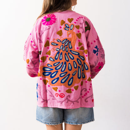 CHAQUETA TANGI  BORDADA ROSA