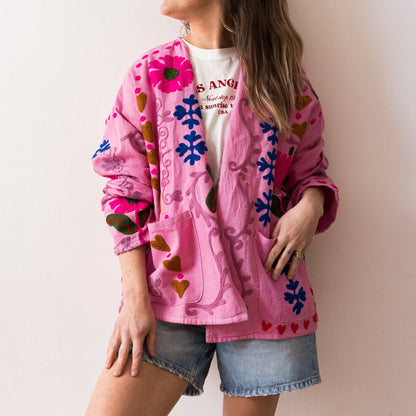 CHAQUETA TANGI  BORDADA ROSA