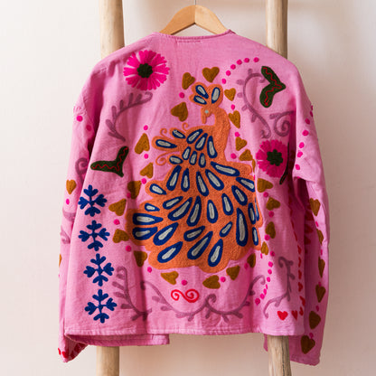 CHAQUETA TANGI  BORDADA ROSA