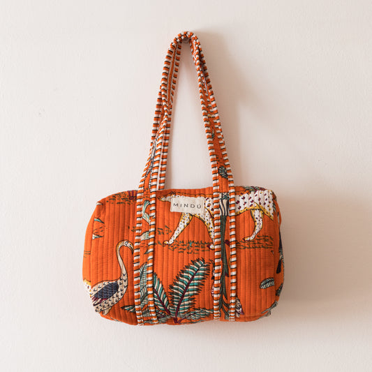 ESTUCHE DE MAQUILLAJE NARANJA TIGRE ALGODÓN