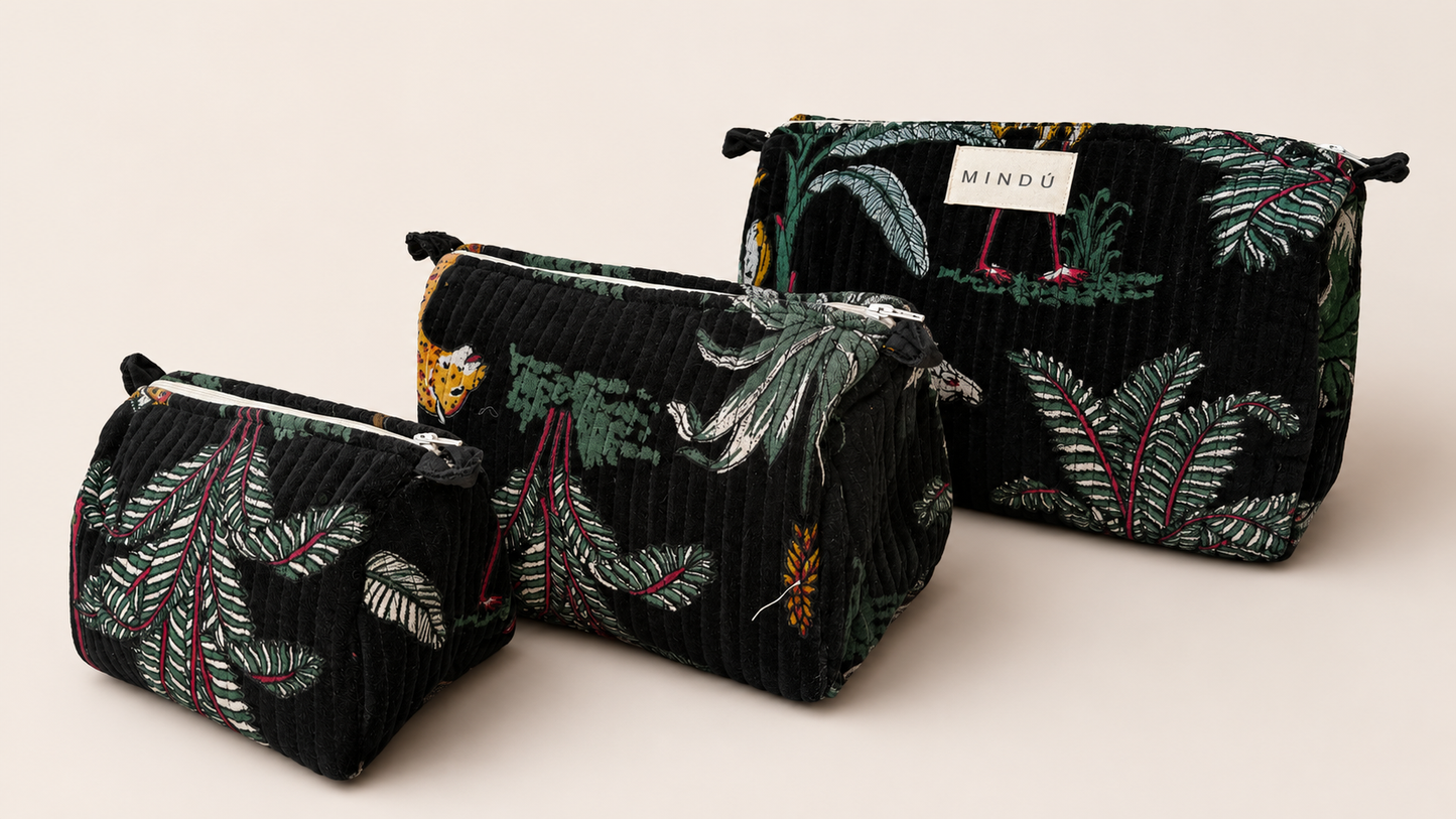 Neceser Selva Negro Velvet | Algodón Orgánico Mindú