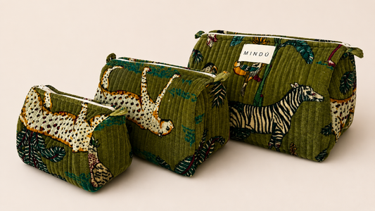 Neceser Selva Verde Olivo Velvet | Algodón Orgánico Mindú