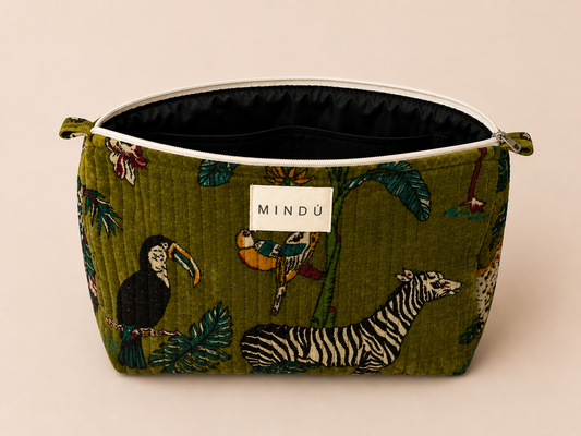 Neceser Selva Verde Olivo Velvet | Algodón Orgánico Mindú