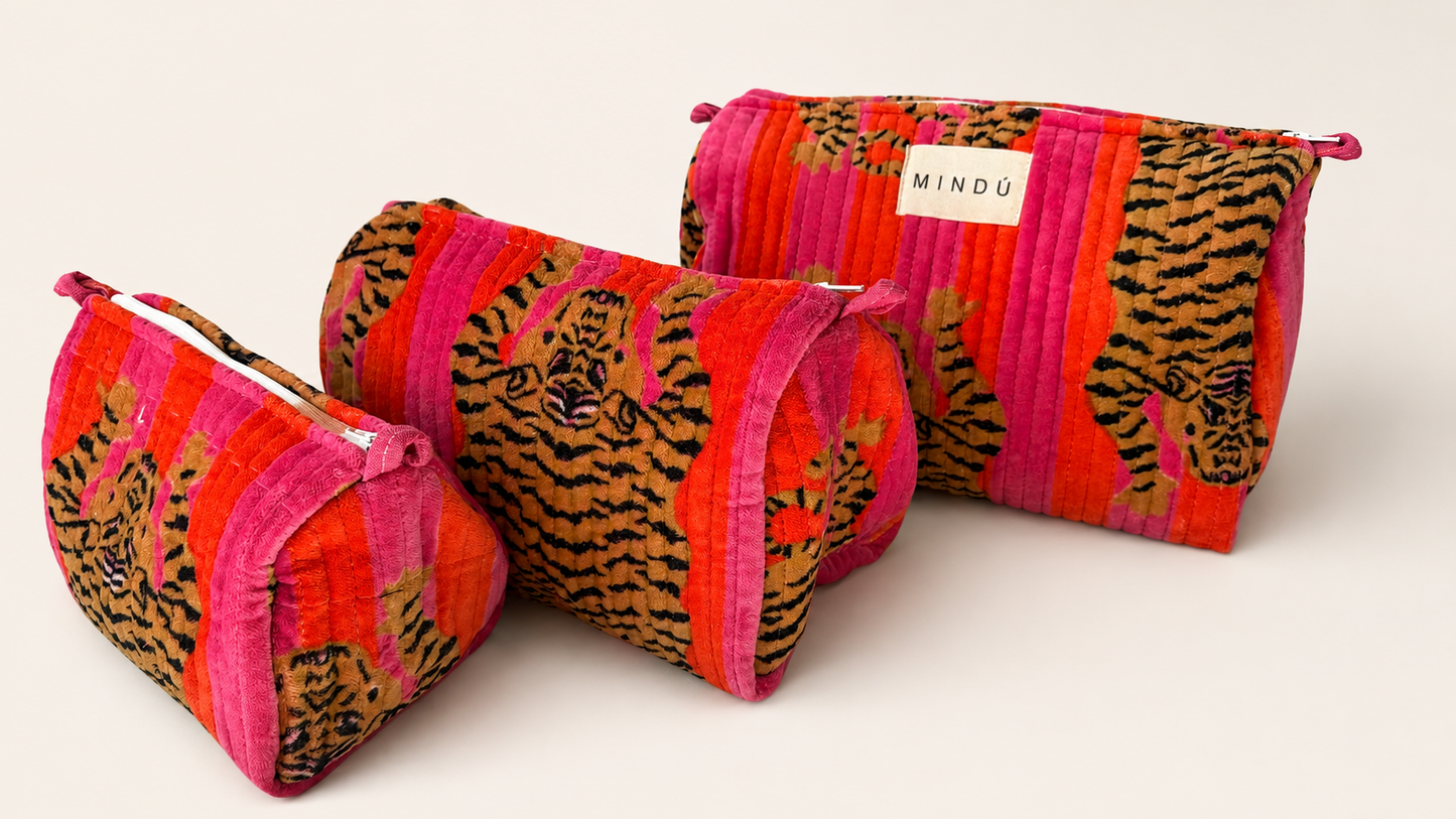 Neceser Tigre Fucsia/Rojo | Algodón Orgánico Mindú