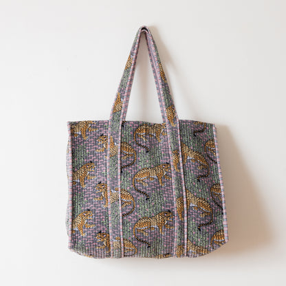 TOTE GRIS LEOPARDO VELVET