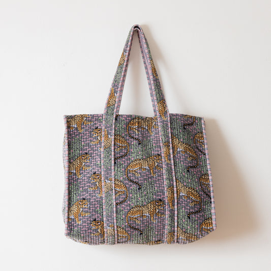 TOTE GRIS LEOPARDO VELVET