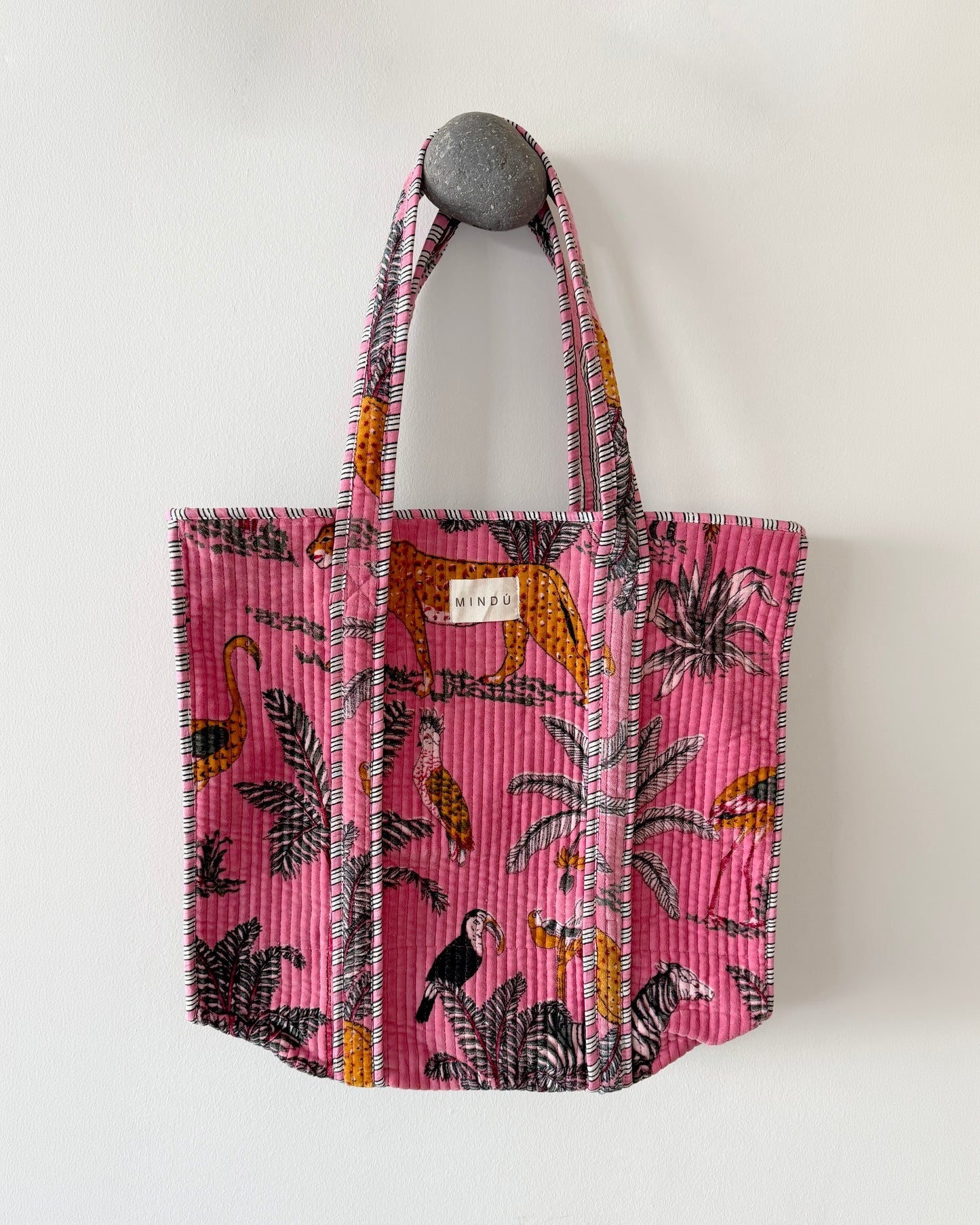 Tote Selva Rosa Velvet con Cierre | Mindú