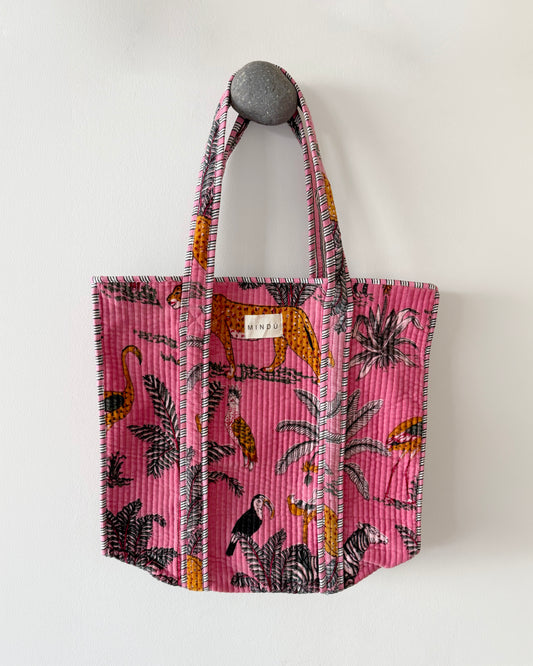 Tote Selva Rosa Velvet con Cierre | Mindú