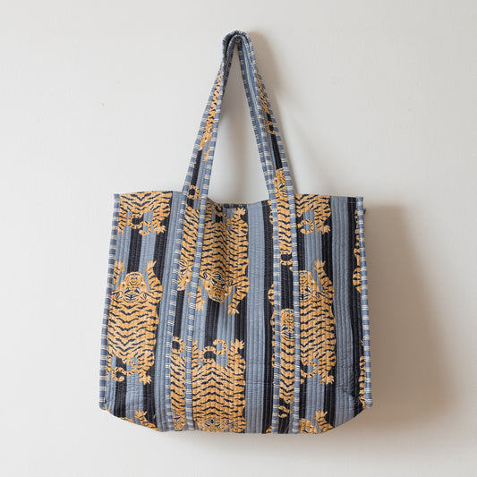 TOTE TIGRE NEGRO/CELESTE
