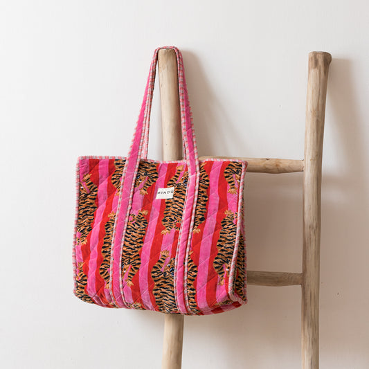 TOTE TIGRE ROSA/ROJO VELVET